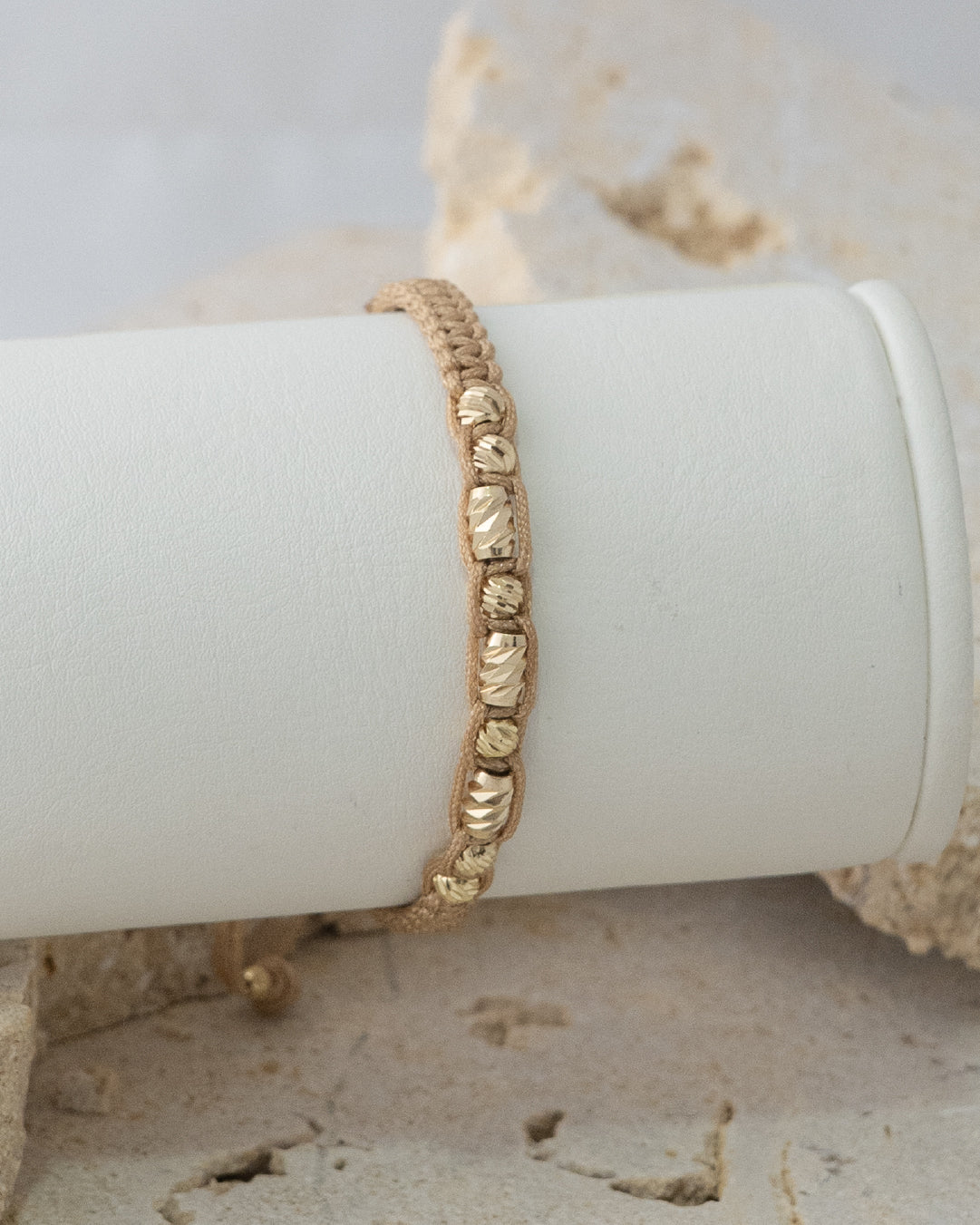 Manilla en balin diamantado italy 4mm, Barril 6mm, tejido macramé