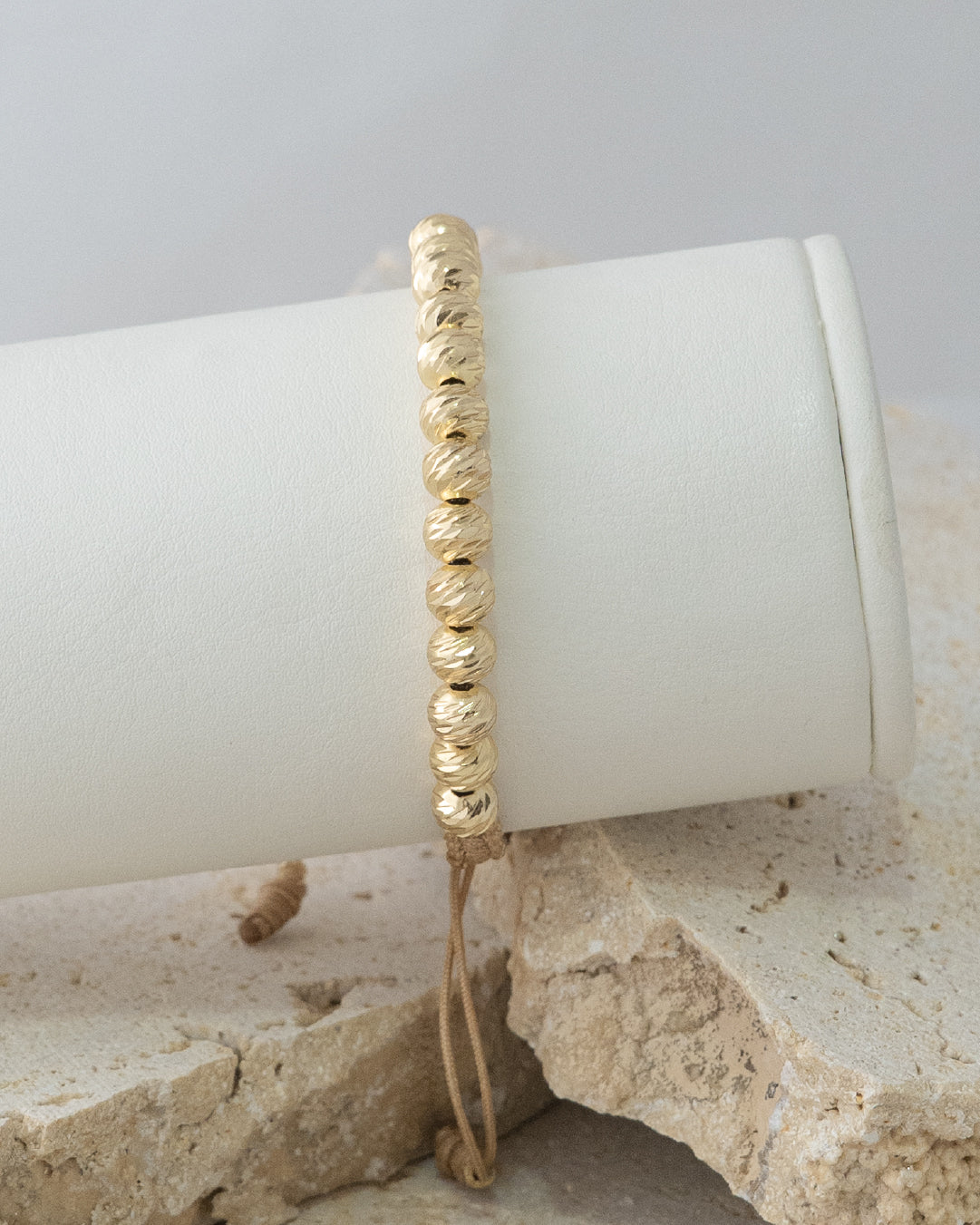 Manilla en balin diamantado italy 6mm, tejido macramé