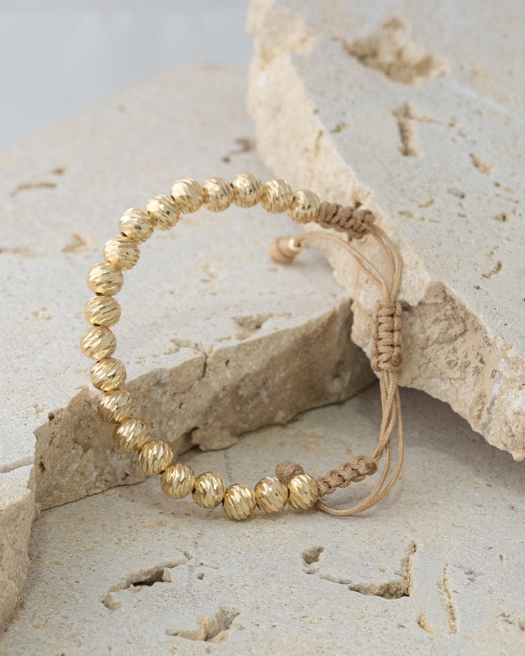Manilla en balin diamantado italy 6mm, tejido macramé