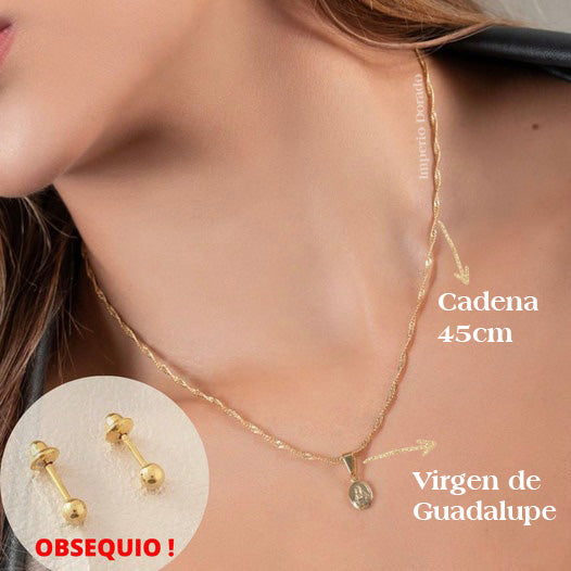 Conjunto cadena, dije y aretes Dama